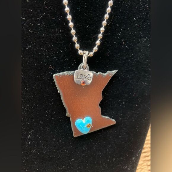 Minnesota Rustic Necklace on a Ball Chain - Picture 2 of 3